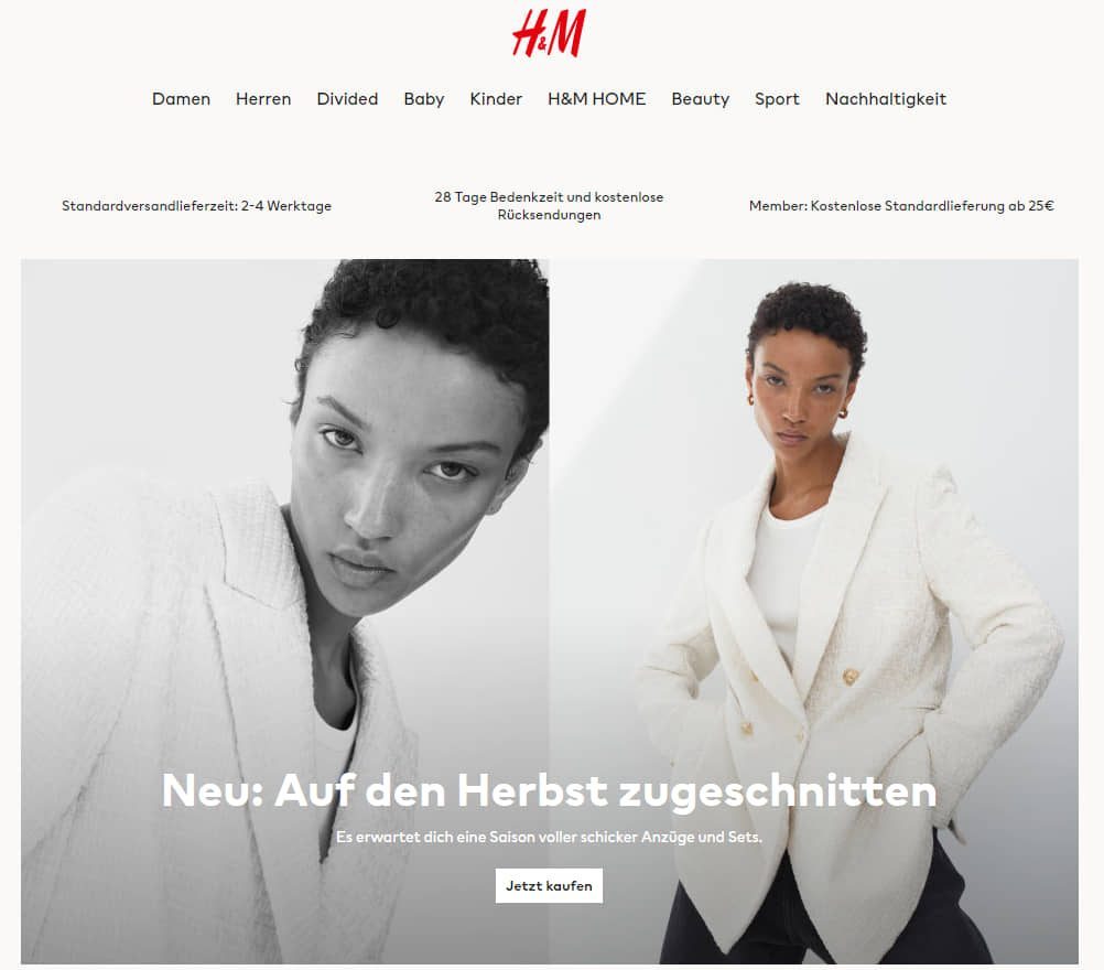 H&M Online-Shop Sortiment